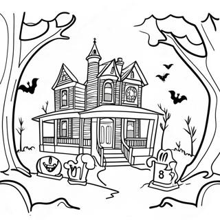 Disney Haunted Mansion Spooky Graveyard Coloring Page 12717-10305