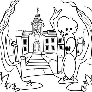 Disney Haunted Mansion Spooky Graveyard Coloring Page 12717-10307