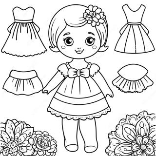 Cute Paper Doll With Dress Coloring Page 12757-10342