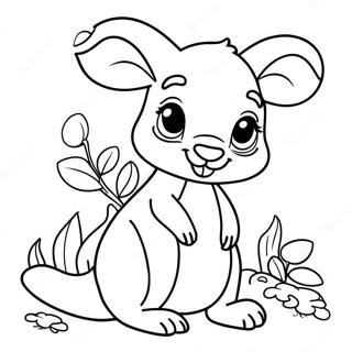 Cute Kangaroo With Baby Coloring Page 12767-10352