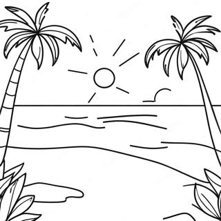 Sunny Florida Beach Scene Coloring Page 12807-10386