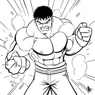 Baki The Grappler Intense Fight Coloring Page 12837-10403