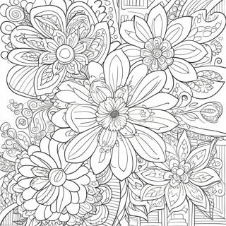 Intricate Bold Line Floral Patterns Coloring Page 12917-10462