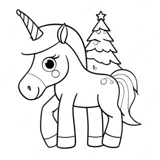 Christmas Horse In Santa Hat Coloring Page 12956-10490