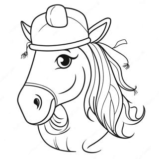 Christmas Horse In Santa Hat Coloring Page 12956-10492