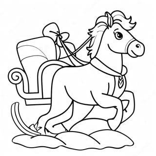 Festive Horse Pulling Sleigh Coloring Page 12957-10494