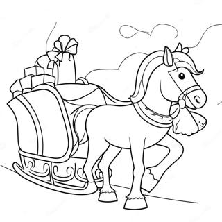 Festive Horse Pulling Sleigh Coloring Page 12957-10495