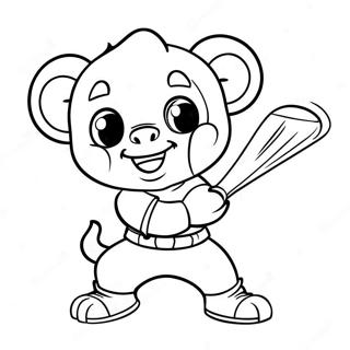 Brave Mascot Swinging Bat Coloring Page 12987-10517