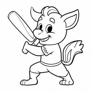 Brave Mascot Swinging Bat Coloring Page 12987-10518