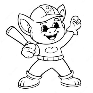 Brave Mascot Swinging Bat Coloring Page 12987-10519