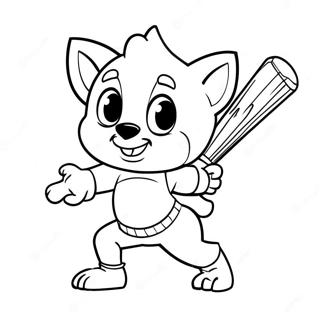 Brave Mascot Swinging Bat Coloring Page 12987-10520