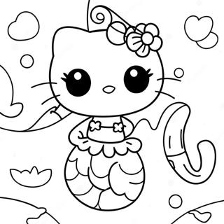 Adventurous Hello Kitty Mermaid Coloring Page 12997-10522