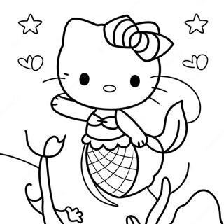 Adventurous Hello Kitty Mermaid Coloring Page 12997-10523