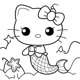 Adventurous Hello Kitty Mermaid Coloring Page 12997-10524