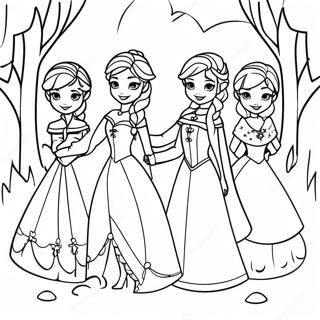 Frozen Princesses In Winter Wonderland Coloring Page 13007-10530