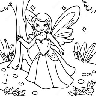 Enchanting Fairy In A Magical Forest Coloring Page 13087-10599