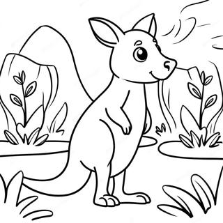 Cute Kangaroo In The Outback Coloring Page 13127-10627