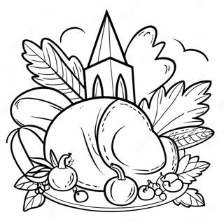 Thanksgiving Church Service Coloring Page 13146-10634