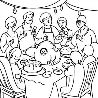 Happy Thanksgiving Church Gathering Coloring Page 13147-10639