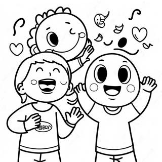 Happy Kids Singing Coloring Page 13157-10649