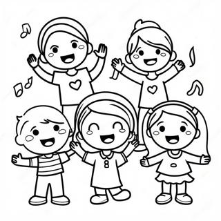 Happy Kids Singing Coloring Page 13157-10650