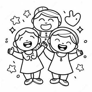 Happy Kids Singing Coloring Page 13157-10652