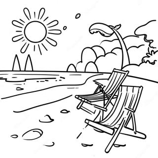 Sunny Day Beach Scene Coloring Page 13256-10717