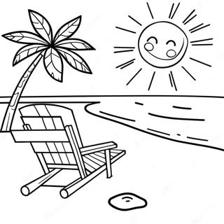 Sunny Day Beach Scene Coloring Page 13256-10719