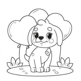 Cute Puppy With Heart Balloons Coloring Page 13297-10761