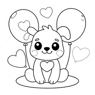 Cute Puppy With Heart Balloons Coloring Page 13297-10762