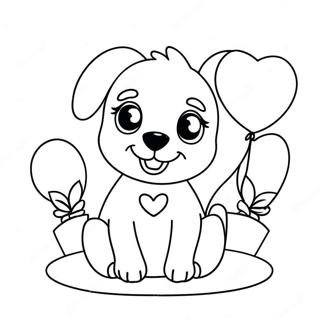 Cute Puppy With Heart Balloons Coloring Page 13297-10764