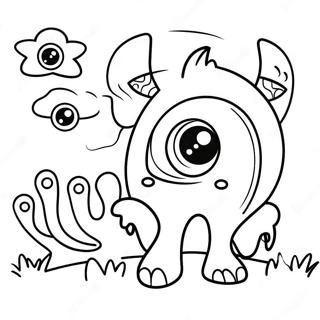 Cute Monster With Big Eyes Coloring Page 132-107