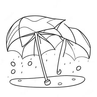 Colorful Umbrellas In Rain Coloring Page 13317-10773