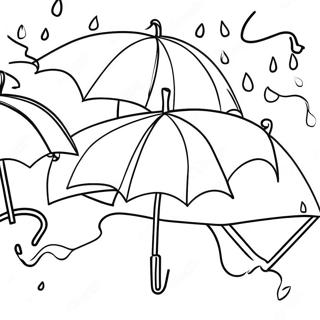 Colorful Umbrellas In Rain Coloring Page 13317-10774