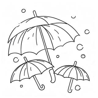 Colorful Umbrellas In Rain Coloring Page 13317-10776