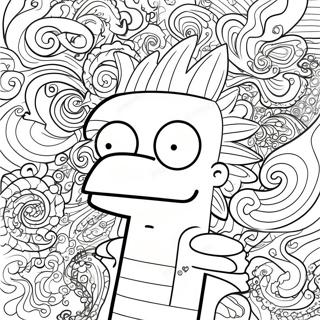 Psychedelic Bart Simpson Surrounded By Swirls Coloring Page 13387-10825