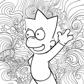 Psychedelic Bart Simpson Surrounded By Swirls Coloring Page 13387-10826