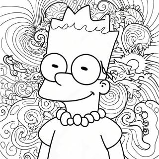 Psychedelic Bart Simpson Surrounded By Swirls Coloring Page 13387-10827