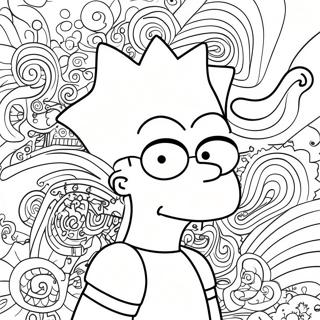 Psychedelic Bart Simpson Surrounded By Swirls Coloring Page 13387-10828