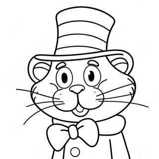 Whimsical Cat In The Hat Coloring Page 13407-10843