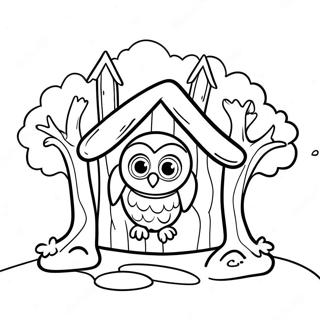 Cute Owl House With Trees Coloring Page 1342-1117