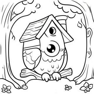 Cute Owl House With Trees Coloring Page 1342-1118