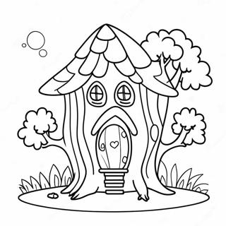 Cute Owl House With Trees Coloring Page 1342-1119