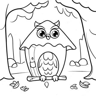 Cute Owl House With Trees Coloring Page 1342-1120