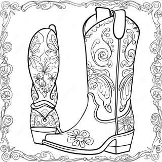 Decorative Cowboy Boot Coloring Page 13437-10869