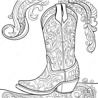 Decorative Cowboy Boot Coloring Page 13437-10872