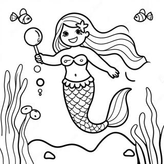 Beautiful Mermaid Underwater Scene Coloring Page 13446-10873