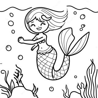 Beautiful Mermaid Underwater Scene Coloring Page 13446-10875