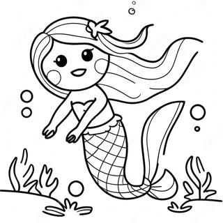 Beautiful Mermaid Underwater Scene Coloring Page 13446-10876