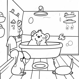 Cute Bathroom Animals Coloring Page 13467-10889